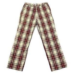 VTG Phat Farm Mens 34 (Tag) Y2K Plaid Red Cropped Pants Hip Hop Skate Beach